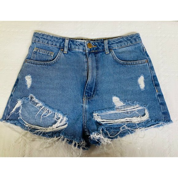 Forever 21 Women's  Distressed Denim Shorts Sz 27 - Picture 5 of 8